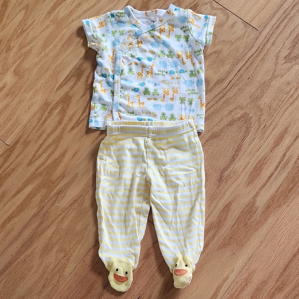 Carter's 2 Piece matching set Open Front Shirt Animal Print 9 months